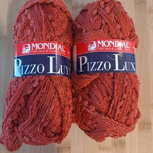 Lot of 2 Pizzo Lux Mondial Italian Yarn #0947  Burnt Orange & Gold-Same Dye Lot